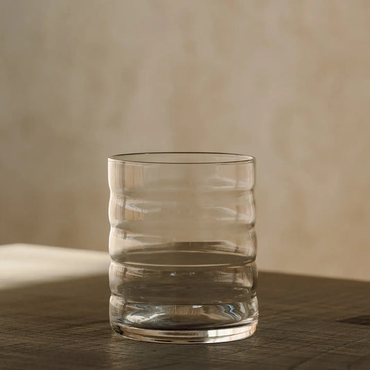 OPALN Fluted Tumbler Glass Set - Clear Ribbed Drinking Glasses for Water and Juice, Set of 4