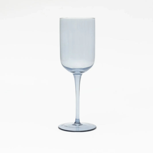 OPALN Smokey Blue White Wine Glass Set - Elegant Tinted Tall Stemware, Set of 4
