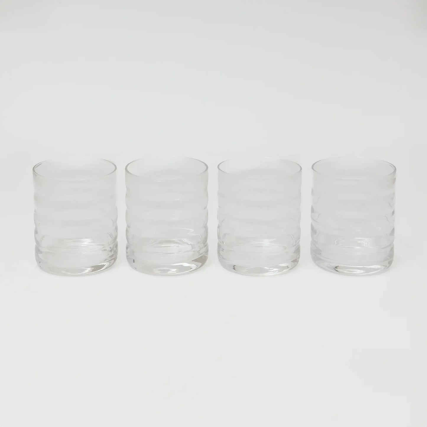 OPALN Fluted Tumbler Glass Set - Clear Ribbed Drinking Glasses for Water and Juice, Set of 4