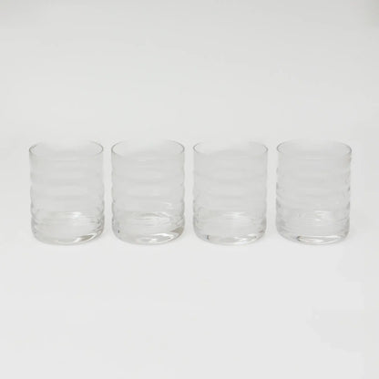 OPALN Fluted Tumbler Glass Set - Clear Ribbed Drinking Glasses for Water and Juice, Set of 4