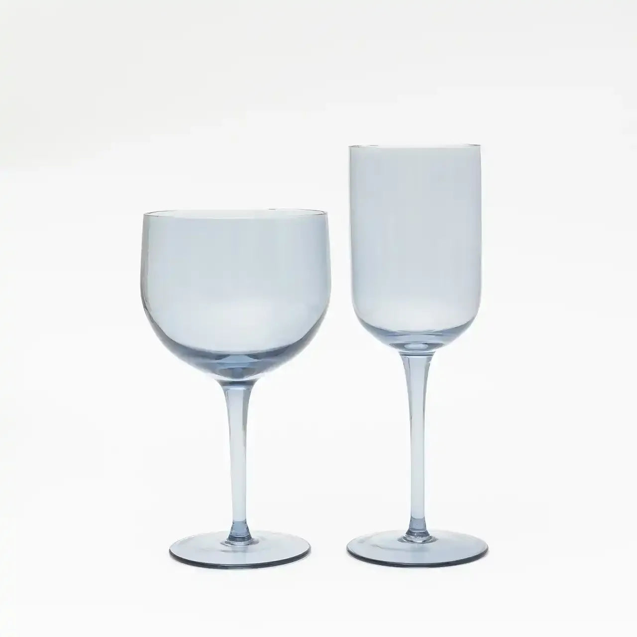 OPALN Smokey Blue White Wine Glass Set - Elegant Tinted Tall Stemware, Set of 4