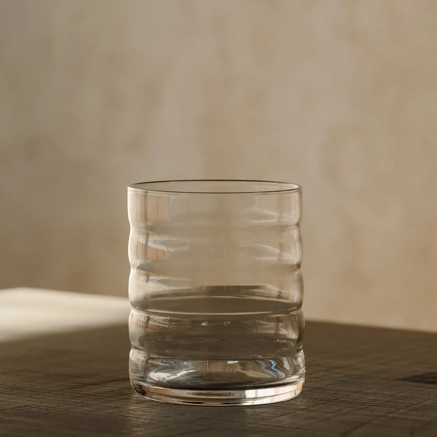 OPALN Fluted Tumbler Glass Set - Clear Ribbed Drinking Glasses for Water and Juice, Set of 4
