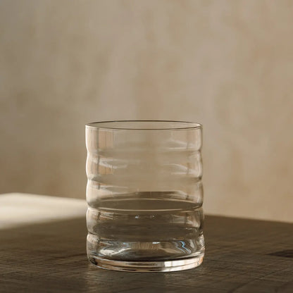 OPALN Fluted Tumbler Glass Set - Clear Ribbed Drinking Glasses for Water and Juice, Set of 4