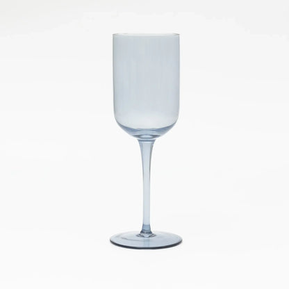 OPALN Smokey Blue White Wine Glass Set - Elegant Tinted Tall Stemware, Set of 4